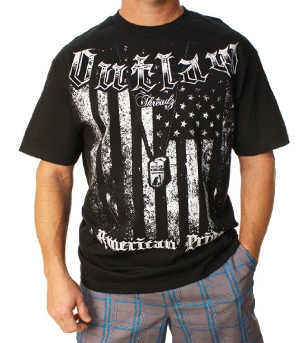 Outlaw Threadz Men's American Pride Crew Neck Short Sleeve T-Shirt-Medium Black