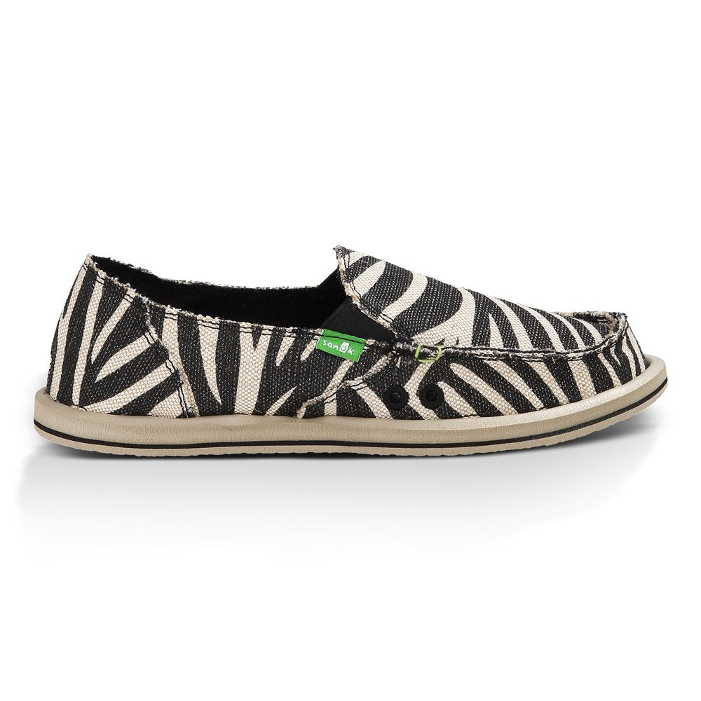 Sanuk Womens Size 10 Flip Flop Sandals Brown White Zebra Animal Print Wedges